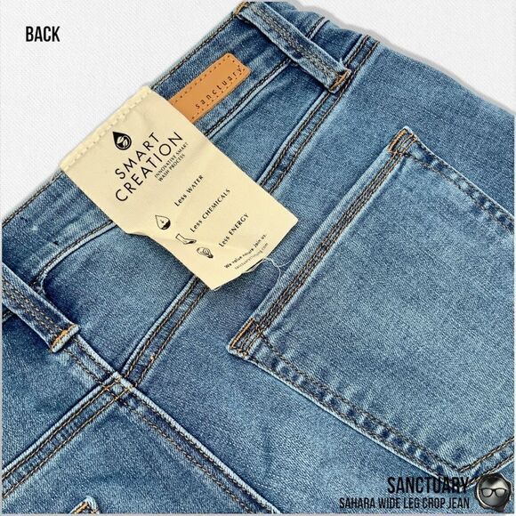 SANCTUARY SAHARA NON-CONFORMIST WIDE LEG CROP JEAN IN BLUE HORIZON WOMEN SIZE 30 - Picture 12 of 16